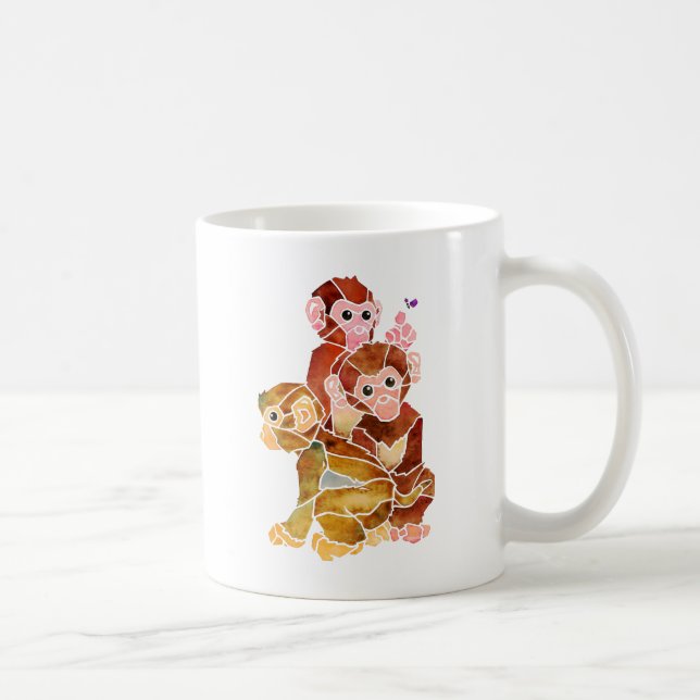 Niedliche Affenabstrakte Watercolor-Illustration Kaffeetasse (Rechts)
