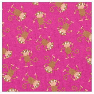 Niedliche Affenkinder Baby Kinderzimmer Pink Stoff
