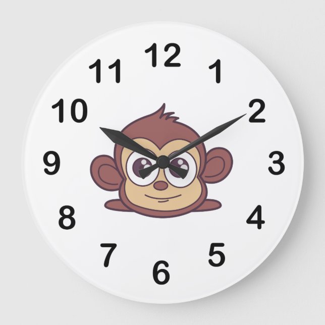 Niedliche Affenklippe Große Wanduhr (Vorderseite)