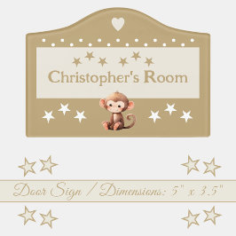 Niedliche Affenstars Kinderzimmer tragen braunen N Türschild