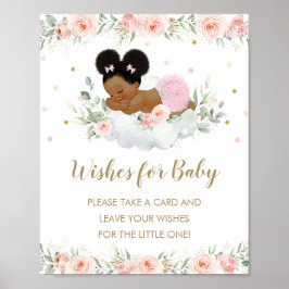 Niedliche afrikanische Afro Baby Dusche Wünsche fü Poster