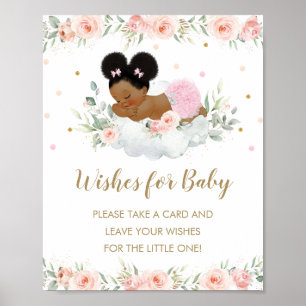 Niedliche afrikanische Afro Baby Dusche Wünsche fü Poster