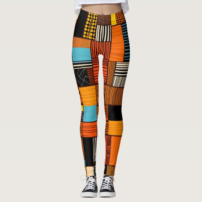 Niedliche afrikanische Print Leggings (Vorderseite)