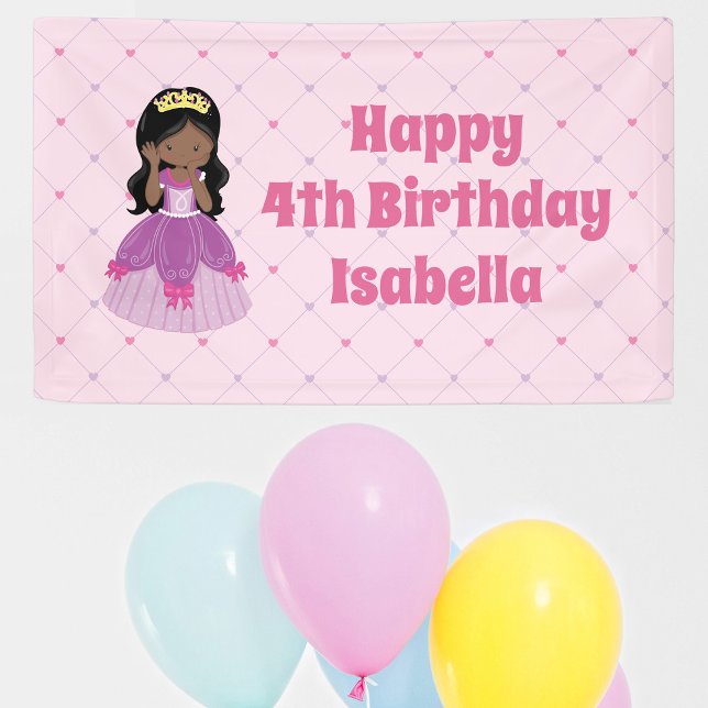 Niedliche Afrikanische Prinzessin Pink Birthday Pa Banner (Von Creator hochgeladen)