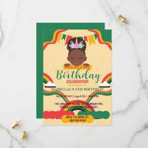 Niedliche afro einhornamerikanische Mädchen Geburt Save The Date