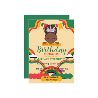 Niedliche afro einhornamerikanische Mädchen Geburt Save The Date