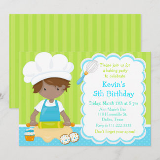 Niedliche Afroamerikaner Baking Birthday Party Einladung
