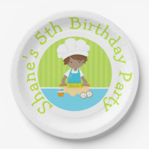 Niedliche Afroamerikaner Baking Birthday Party Pappteller