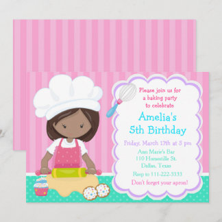 Niedliche Afroamerikanerin Baking Geburtstagsparty Einladung
