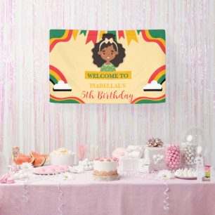 Niedliche afroamerikanische Mädels Geburtstagspart Banner
