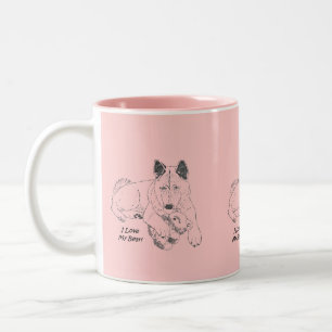 Niedliche Akita mit rosa Teddybärenkunst Zweifarbige Tasse