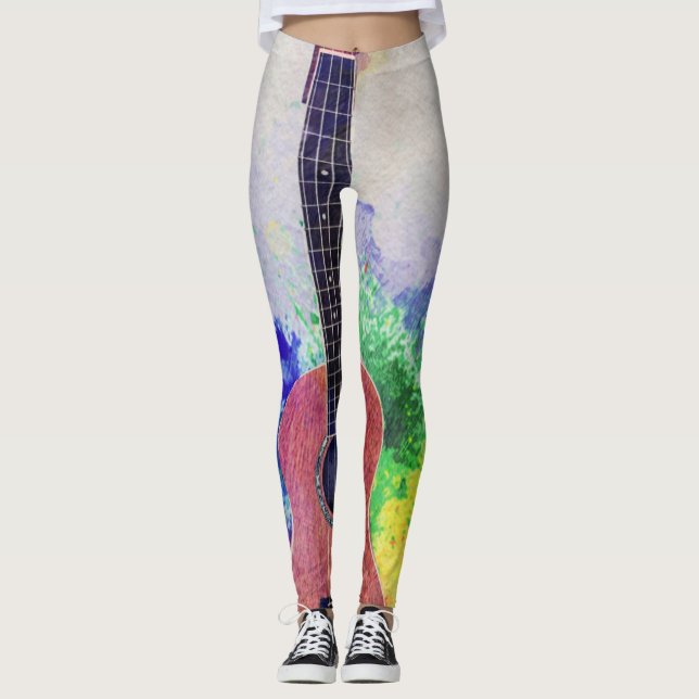 Niedliche akustische Gitarre Leggings (Vorderseite)