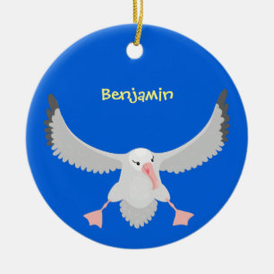 Niedliche Albatross-Vogelflieger-Cartoon-Abbildung Keramik Ornament