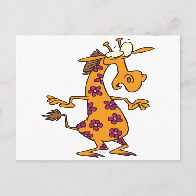 niedliche alberne Blume Flecken Giraffe Cartoon Postkarte (Vorderseite)