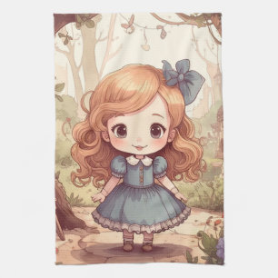 Niedliche Alice Abenteuer Wunderland Waldland Kuns Geschirrtuch
