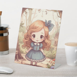 Niedliche Alice Abenteuer Wunderland Waldland Kuns Sockelschild