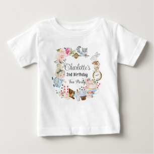 Niedliche Alice im Wunderland Geburtstags-Tee-Part Baby T-shirt