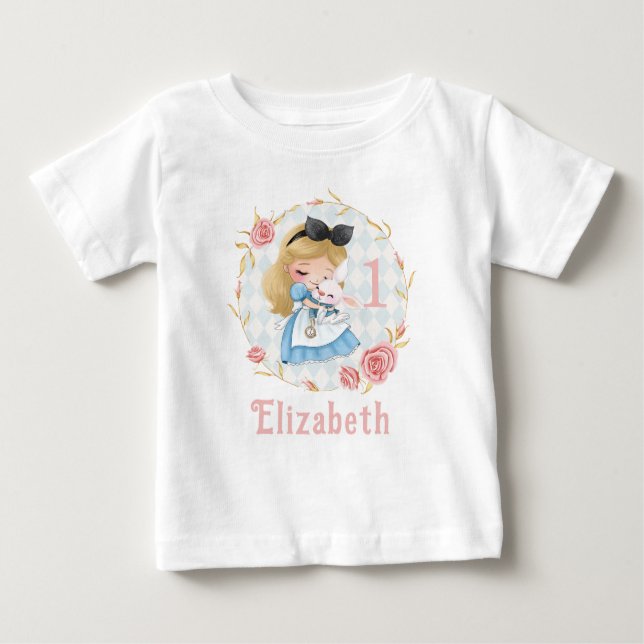 Niedliche Alice im Wunderland Girl Baby T - Shirt (Vorderseite)