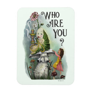 Niedliche Alice im Wunderland und die Raupe Kunst Magnet