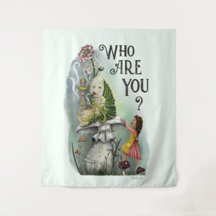 Niedliche Alice im Wunderland und Raupe Art Wandteppich