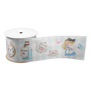 Niedliche Alice im Wunderland Weißes Kaninchen Satinband