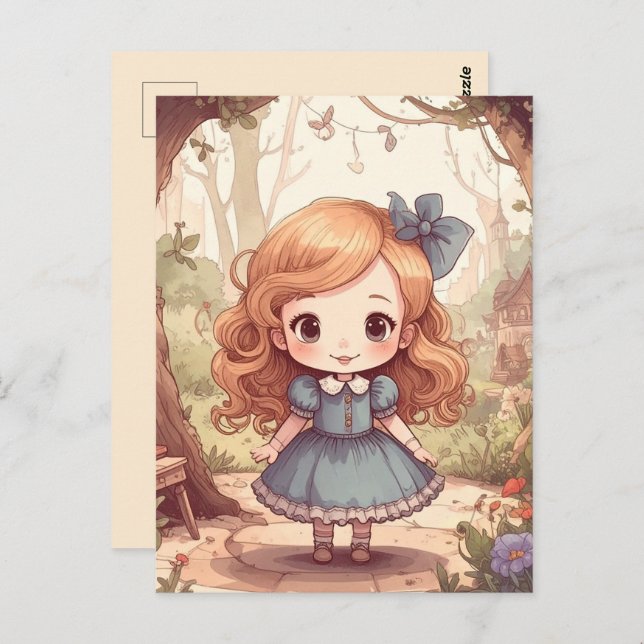 Niedliche Alice im Wunderland Whimsical Woodland A Postkarte (Vorne/Hinten)