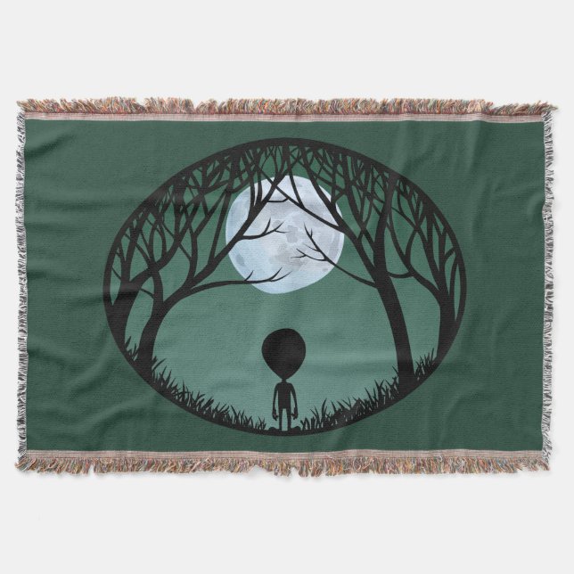 Niedliche Alien Blanket E.T. Alien Gray Throw Blan Decke (Vorderseite)