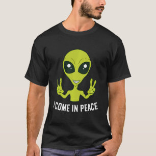Niedliche Alien I come in Peace Space Rave Edm Mus T-Shirt