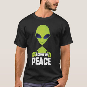 Niedliche Alien I Come to Peace Space Rave EDM Mus T-Shirt