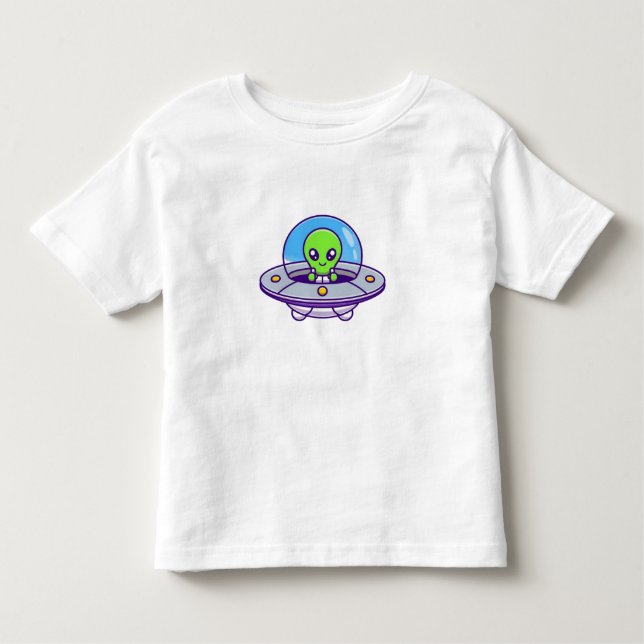 Niedliche Alien im UFO Kleinkind T-shirt (Vorderseite)