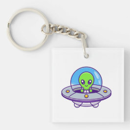 Niedliche Alien im UFO Schlüsselanhänger