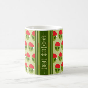 Niedliche Alien in Weihnachtsmannmütze Motiv Ihren Kaffeetasse