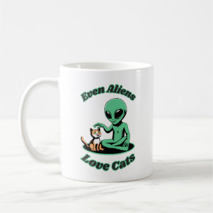 Niedliche Alien und Niedliche Katze. Funny Animal Kaffeetasse