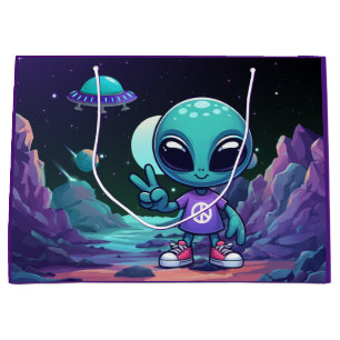 Niedliche Alien und Raumfahrt Große Geschenktüte