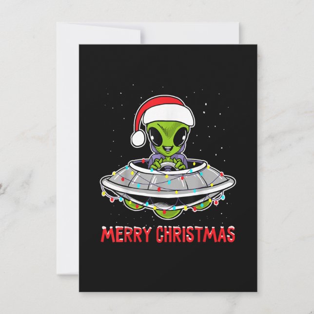 Niedliche Alien Weihnachtsbäume Weihnachten Weihna Einladung (Vorderseite)