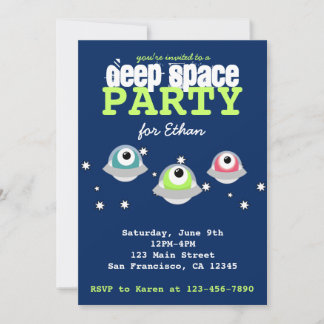 Niedliche Alien WeltraumGeburtstagsparty Einladung
