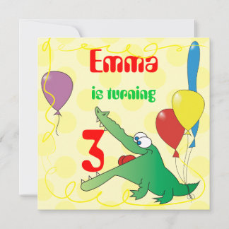 Niedliche Alligator-Kindergeburtstag-Party Einladu Einladung