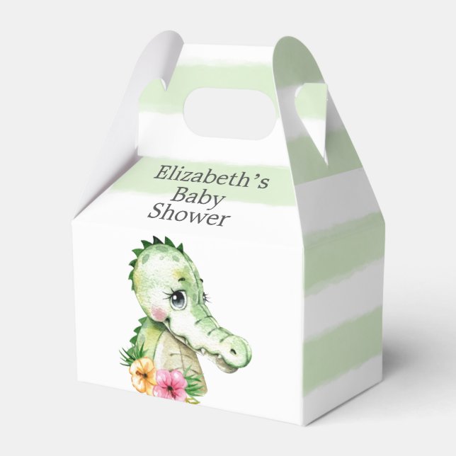 Niedliche Alligator Wasserfarbenblütendusche Geschenkschachtel (Vorderseite)