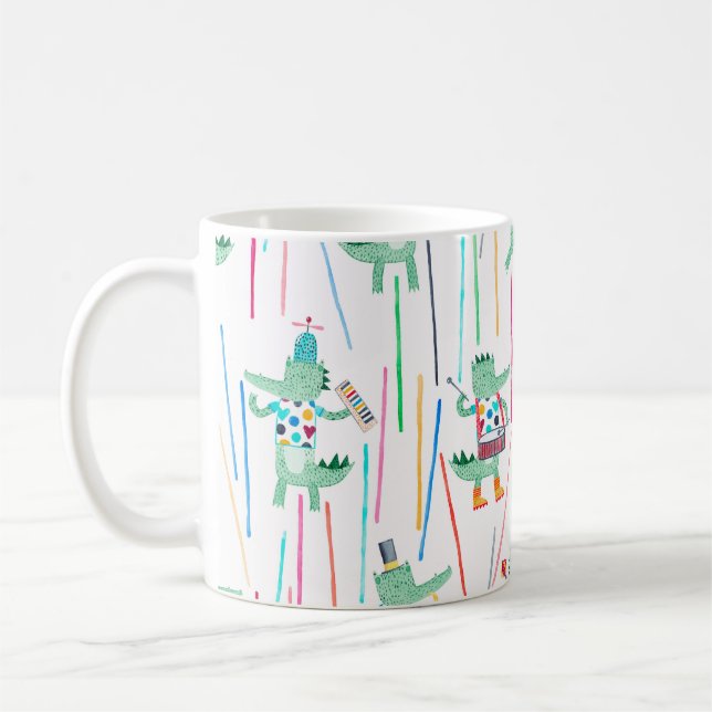 Niedliche Alligatoren mit Musikinstrumenten. Water Kaffeetasse (Links)