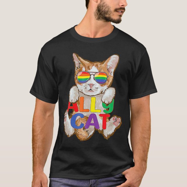 Niedliche Ally Cat LGBT Gay Rainbow Prilag Kitten  T-Shirt (Vorderseite)