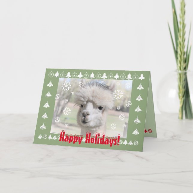 Niedliche Alpaca Happy Holiday Card Feiertagskarte (Vorderseite)