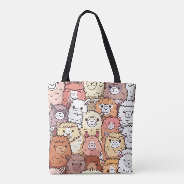 Niedliche Alpaca & Llama Tote Bag - Adorable Kawai (Rückseite)