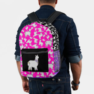 Niedliche Alpacas mit Glitzer Blasen Blume Spaß Bedruckter Rucksack