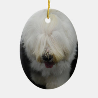 Niedliche alte englische Schäferhund-Verzierung Keramik Ornament