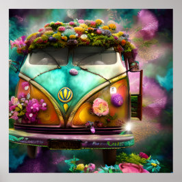 Niedliche alte sehr rostige Combi van Blume Hibisz Poster