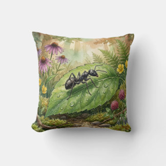 Niedliche Ameise auf einem Blatt Winzige Insekten Kissen