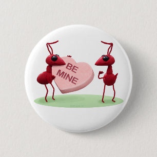 Niedliche Ameisen der Valentines Tages Button