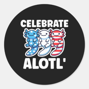 Niedliche amerikanische Axolotls 4. Juli Red White Runder Aufkleber