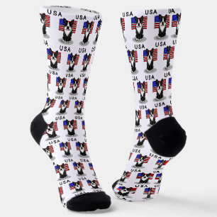 Niedliche amerikanische Flagge Boston Terrier Dog Socken