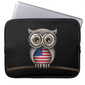 Niedliche amerikanische Flaggen-Eulen-tragende Laptopschutzhülle